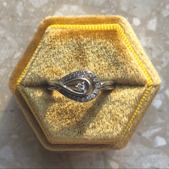 Diamond Halo 925 Sterling Silver Pear Infinity Vintage Ring - Picture 9 of 13